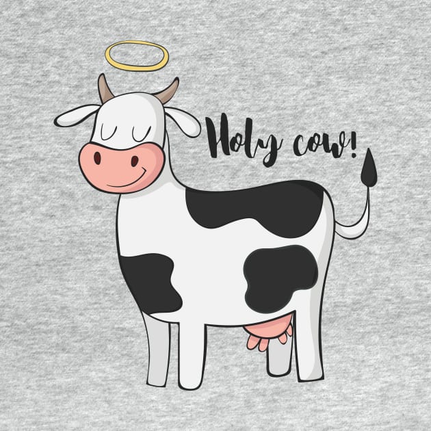 Holy Cow Funny Cow With Halo Angel Joke Design by Dreamy Panda Designs